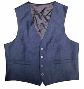 $168 Alfani Men's Blue Slim Fit Check Plaid Suit Vest Waistcoat Size 40R - Picture 1 of 1