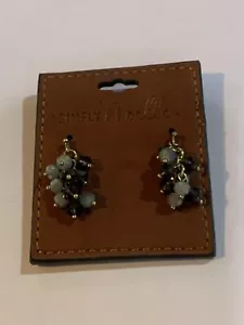 Pendientes colgantes de cuentas de vidrio de plata púrpura Simply Noelle gancho tono dorado - Imagen 1 de 6
