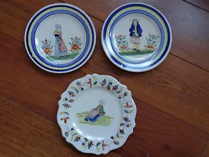 DE COLECCIÓN TRES PLATOS CERÁMICA MALICORNE FRANCIA SIGLO XIX - Imagen 1 de 9