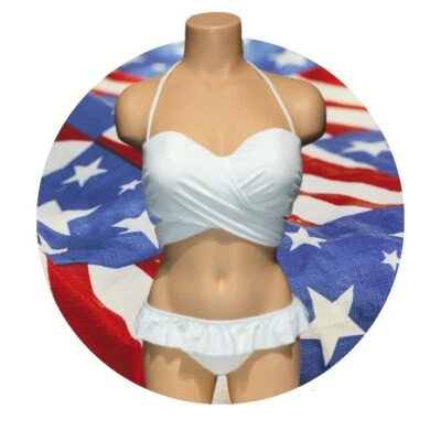 Bikini VICTORIA'S SECRET Swim Blanco Envolvente Push Up Top Volantes Parte Inferior 2 Piezas 34D S Foto 1 de 4
