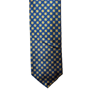 Robert Talbott Tie for John Helmer Blue Geometric Silk USA 3.5 x 58