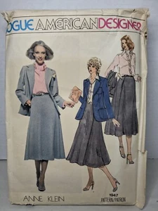 Vogue American Designer Anne Klein pattern 1947 Misses Jacket, Skirt sz 10 uncut - Picture 1 of 3