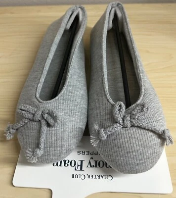 Zapatillas bailarina Charter Club para mujer talla pequeña S 5/6 punta redonda GRIS Foto 1 de 4