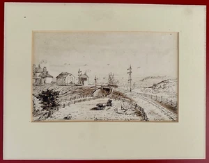 1890 Original Ink Sketch Cromer Railroad Station England Victorian Drawing Art - Bild 1 von 2