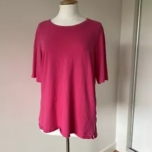 White Stuff 100% Cotton Bright Pink T Shirt Size 18 Stitch/Neck Detail - Picture 1 of 10