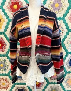Beyond Blue southwest colorful wool cardigan med western chic - Picture 1 of 8