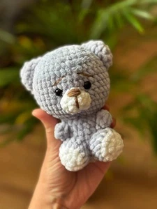 Handmade Bear Crochet Teddy Plush Soft Toy First Toy Baby Gift Amigurumi - Picture 1 of 11