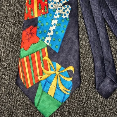 Corbata de Colección Navidad Para Hombre Corbata Azul Marino Cajas de Regalo Corbata Vacaciones Temporada Foto 1 de 4