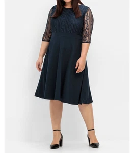 Sheego Cocktailkleid 46 Kleid Damen elegant Spitze Abendkleid  dunkelblau #710 - Bild 1 von 5