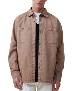 COTTON ON Herren Heavy Oversized Fit Overshirt Sand Ripstop Größe 2XL Neu mit Etikett - Bild 1 von 4