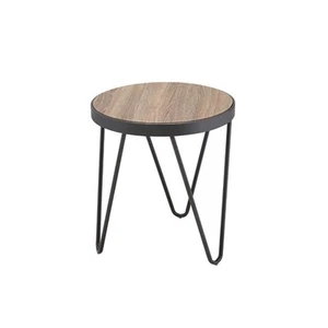 18" Black And Brown Solid Wood Round End Table - Picture 1 of 5