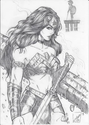💥Wonder Woman (09"x12") original comic art by Delanio - TramaStudio💥 - Image 1 of 4