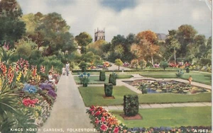 KINGS NORTH GARDEN FOLKESTONE KENT - Arte de San Valentín Color E W Truco, COMO NUEVO - Imagen 1 de 2