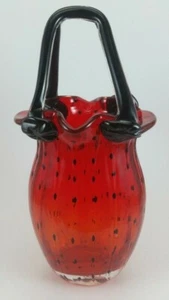NIB Block Crystal - Glass Handbag Purse - Red And Black - Vintage Vase - Picture 1 of 4