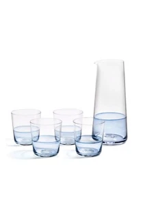 New 1815 Royal Doulton Blue Carafe 1.35L and 4 Blue Tumblers Glass 350ml - Picture 1 of 5