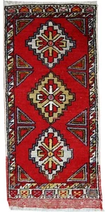 Alfombra anejo Turco Yastik hecho a mano 48cm x 107cm 1950s - 1C496 - Picture 1 of 8