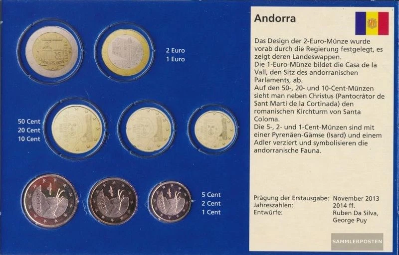Andorra AND1- 3 2022 Flor di cuño 2022 Series de monedas 1, 2 y 5 ciento - Imagen 1 de 1