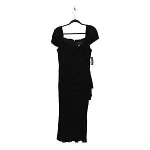 Alex Evenings Cold Shoulder Maxi Dress Black Brocade Womens Velvet Size 14P NWT - Picture 1 of 14