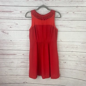 Anthropologie Maeve Red Lattice Neck Fit & Flare Dress Womens Size 10 Petite - Picture 1 of 10