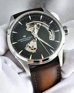 HAMILTON Jazzmaster Open Heart 42MM Green Dial Leather Men's Watch H32705560 - Picture 1 of 3