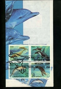 Ranto Cachet US FDC #2508-2511 on PO Brochure, Dolphins sea life animals 1990 - Picture 1 of 2