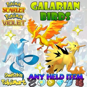 ✨ 6IV SHINY GALARIAN ARTICUNO+MOLTRES+ZAPDOS ✨SCARLET & VIOLET 🚀EV TRAINED 🚀 - Picture 1 of 1