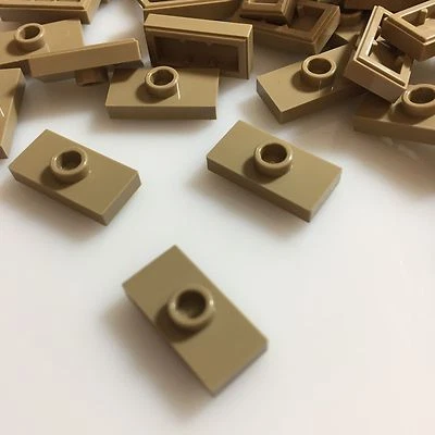 75 件全新乐高沙黄色(深棕褐色)1x2 盘 1 Knob (15573/6092591) — 第 1/3 张图片