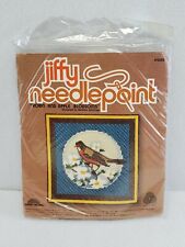  Jiffy Needlepoint Kit #5443 ROBIN AND APPLE BLOSSOMS Bird Sunset Designs 