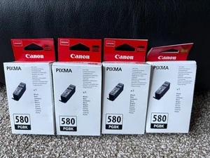 4 x Genuine Canon PGI-580BK Pigment Black Ink Cartridge - Brand New - Picture 1 of 2