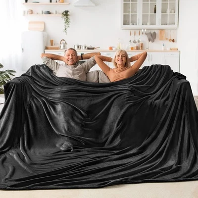 Manta polar de gran tamaño 120"x120" 10'x10' extra grande king para cama negra Foto 1 de 4