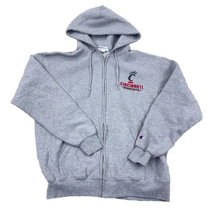 Vintage Y2K Cincinnati Bearcats Hoodie Erwachsene Medium grau durchgehender Reißverschluss Champion - Bild 1 von 10