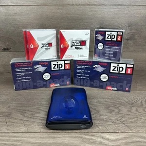 Iomega Zip 100 USB Powered External Drive Z100USBS w/ 23 New Zip Disc & 3 Opened - Photo 1/13