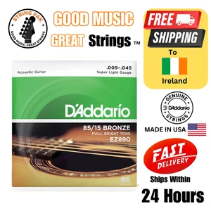 Daddario EZ890 | 009-045 | 85/15-Bronze Western Guitar Strings+ 2 Strap Locks - Picture 1 of 5