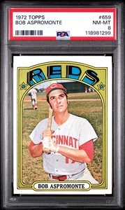 1972 Topps Bob Aspromonte PSA NM-MT 8 #659 Cincinnati Reds - Picture 1 of 2