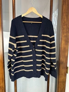 Talbots Womens Cardigan Sweater 2X Plus Navy Academia Collegiate Chunky Knit - Picture 1 of 4