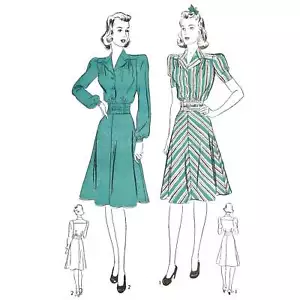 1940s Pattern, Tailored Dress - Chest=30" (76.2 cm) - Picture 1 of 4
