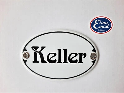 ELINA EMAIL SCHILDER "Keller" - Emailleschild Emailschild Jugendstil oval 10,5 x 7 cm; Nr. 1037