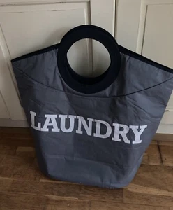 Large Grey Canvas Laundry Bag With Carry Handle - Picture 1 of 6