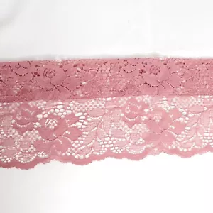 Floral Lace Trim Rod Pocket Mauve Pink Sewing Craft Valance 7" Vintage 90s - Picture 1 of 5