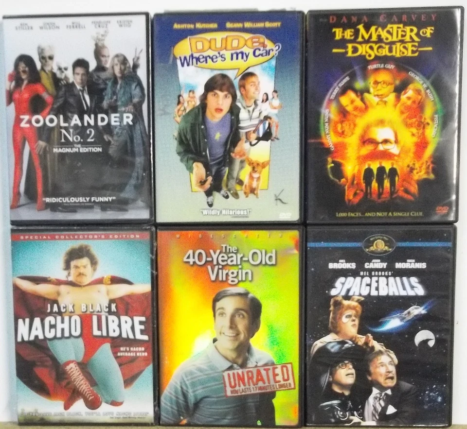 6 COMEDY HUMOR SATIRE DVD movies Lot #M706 FREE US S/H Mel Brooks Ben Stiller - Image 1 of 1