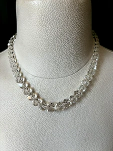 Vintage Clear Faceted Graduated Crystal Bead Necklace W/Sterling Silver Clasp N7 - Picture 1 of 6