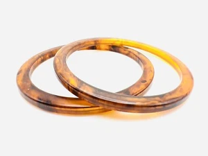 Antique Vintage Bakelite Butterscotch Yellow Brown Marbled Bangle Bracelets - Picture 1 of 16