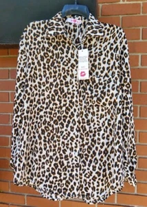 NWT Women's Buddy Love Button-Up Long-Sleeved Blouse Animal Print Wildcat Size S - Picture 1 of 8