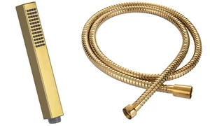 Duschkopf Handbrause Gold Rechteck Mit Brauseschlauch Glamour - Bild 1 von 2