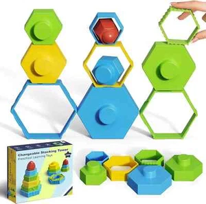Stacking Building Blocks Kids Montessori Toys Educational Sensory Toys - Picture 1 of 5