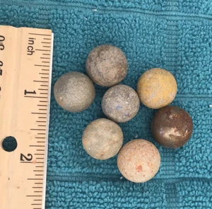 Antique French Clay Marbles 1800s Varied Size Playing European Pottery Round - Picture 1 of 15