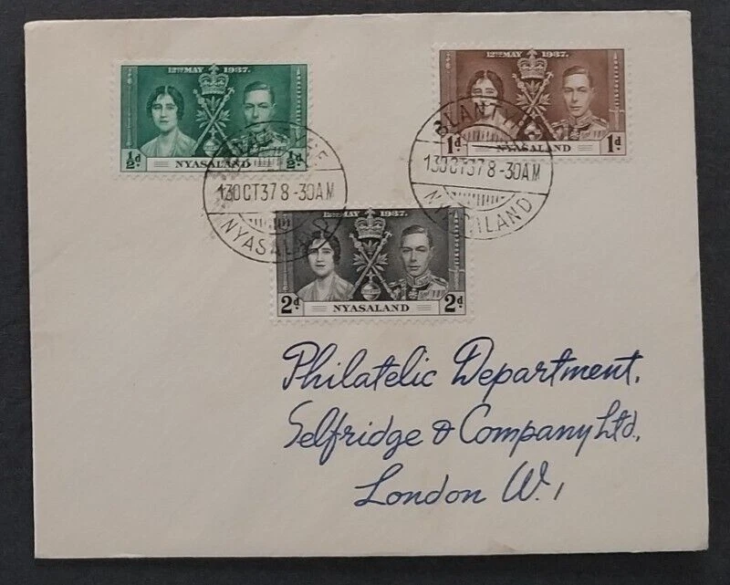 NYASALANDIA 1937 3v EMISIÓN CORONACIÓN EN PORTADA A GB Lote 206 Foto 1 de 1