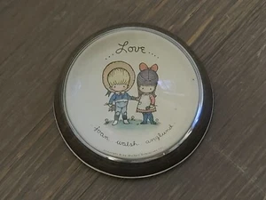 Vintage Joan Walsh Anglund Love Boy Girl Glass Dome Paperweight 1970's - Picture 1 of 8