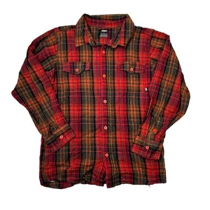 Nike 6.0 Plaid Flannel Skateboard Button Up Long Sleeve Shirt Red Youth L 14/16 - Picture 1 of 6