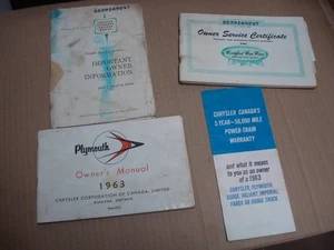 1963 Plymouth Owner's Manual Package Canadian Savoy Belvedere Fury - Picture 1 of 9